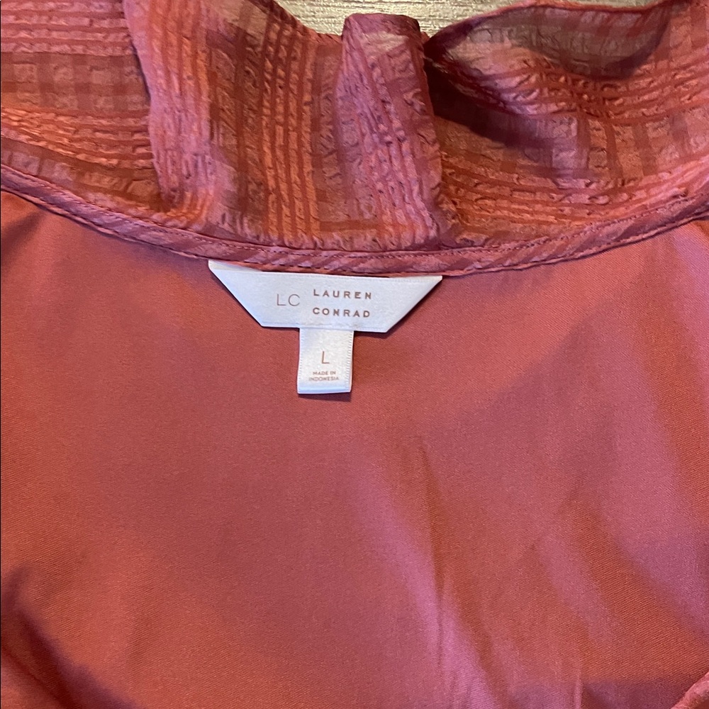 Lauren Conrad Elegant Ruffled Rose Wrap Dress size Large - Picture 4 of 5